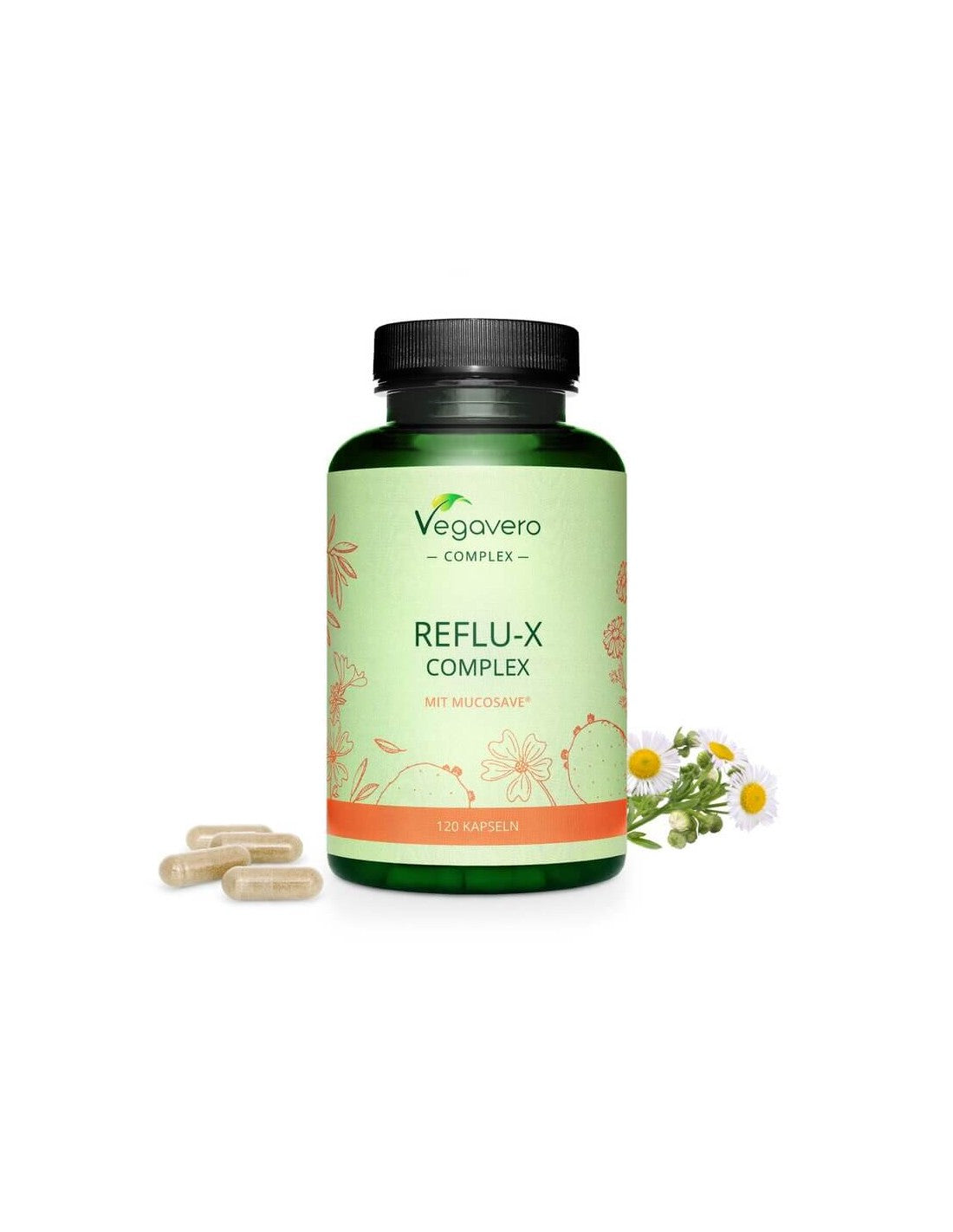 Reflu-X Complex mit Mucosave/ Билкова смес срещу киселинен рефлукс, 120 капсули, 100% Vegan Vegavero - Feel You