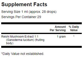 Extrato líquido de cogumelos reishi (sem álcool e açúcar)- 29,6 ml