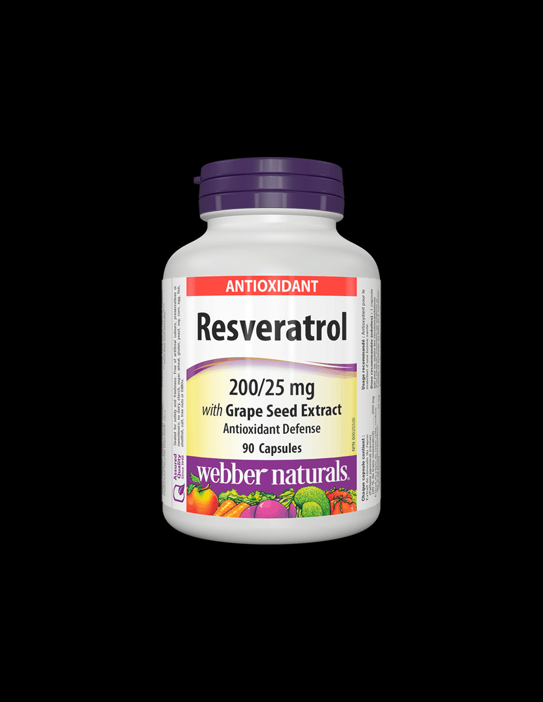 Resveratrol with Grape Seed Extract/ Ресвератрол 200 mg с Гроздово семе 25 mg х 90 капсули Webber Naturals - Feel You