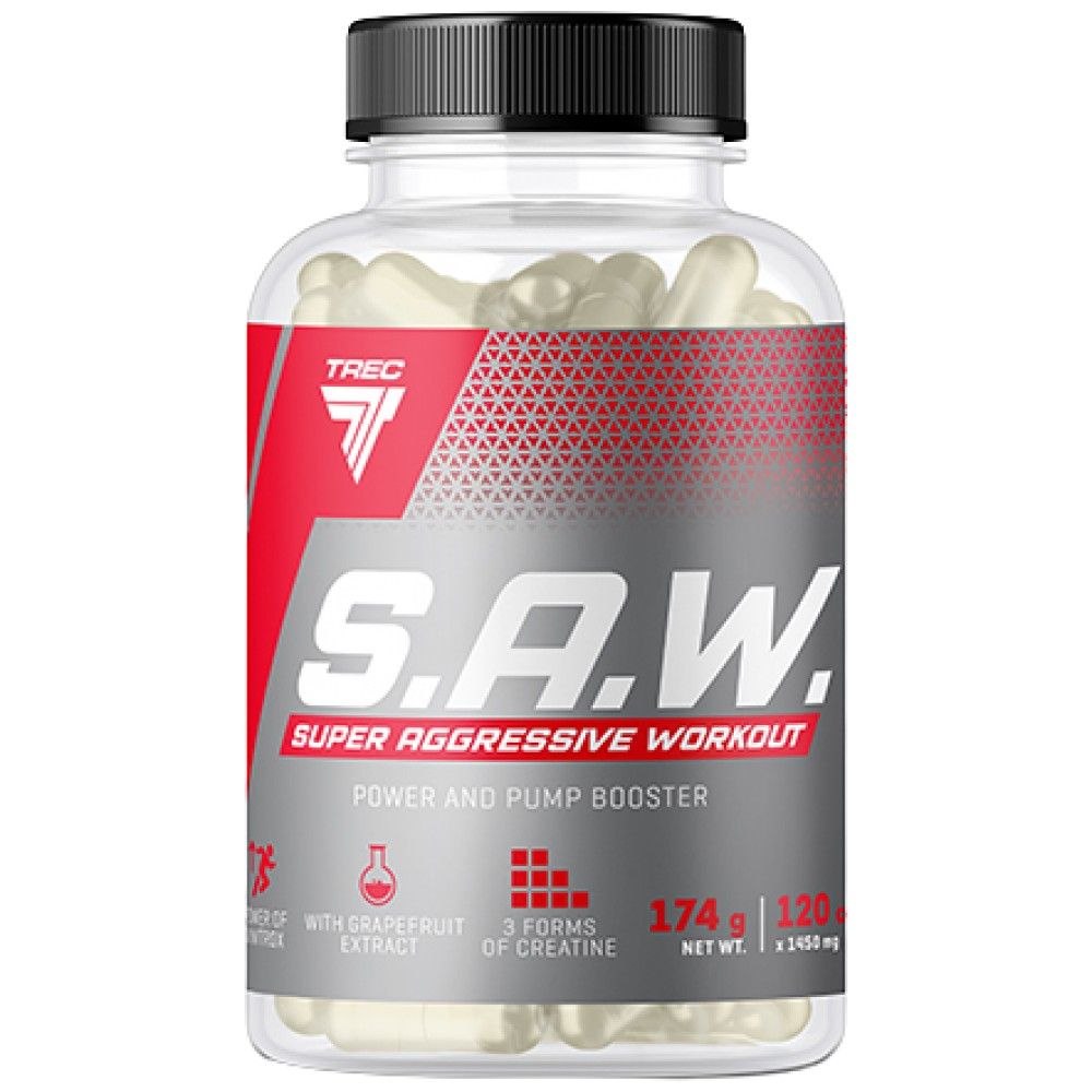 S.A.W. CAPS | Super Aggressive Pre -Workout - 120 capsules