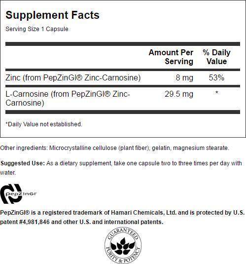 Carnosina Ultra de Zinco (Pepzin GI) 37,5 mg 60 cápsulas