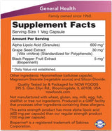 Alpha Lipoic Acid 600 mg / Extra Strength - 120 capsules