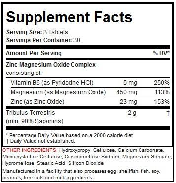 Testo hardcore | Tribulus + ZMA - 90 tablečių