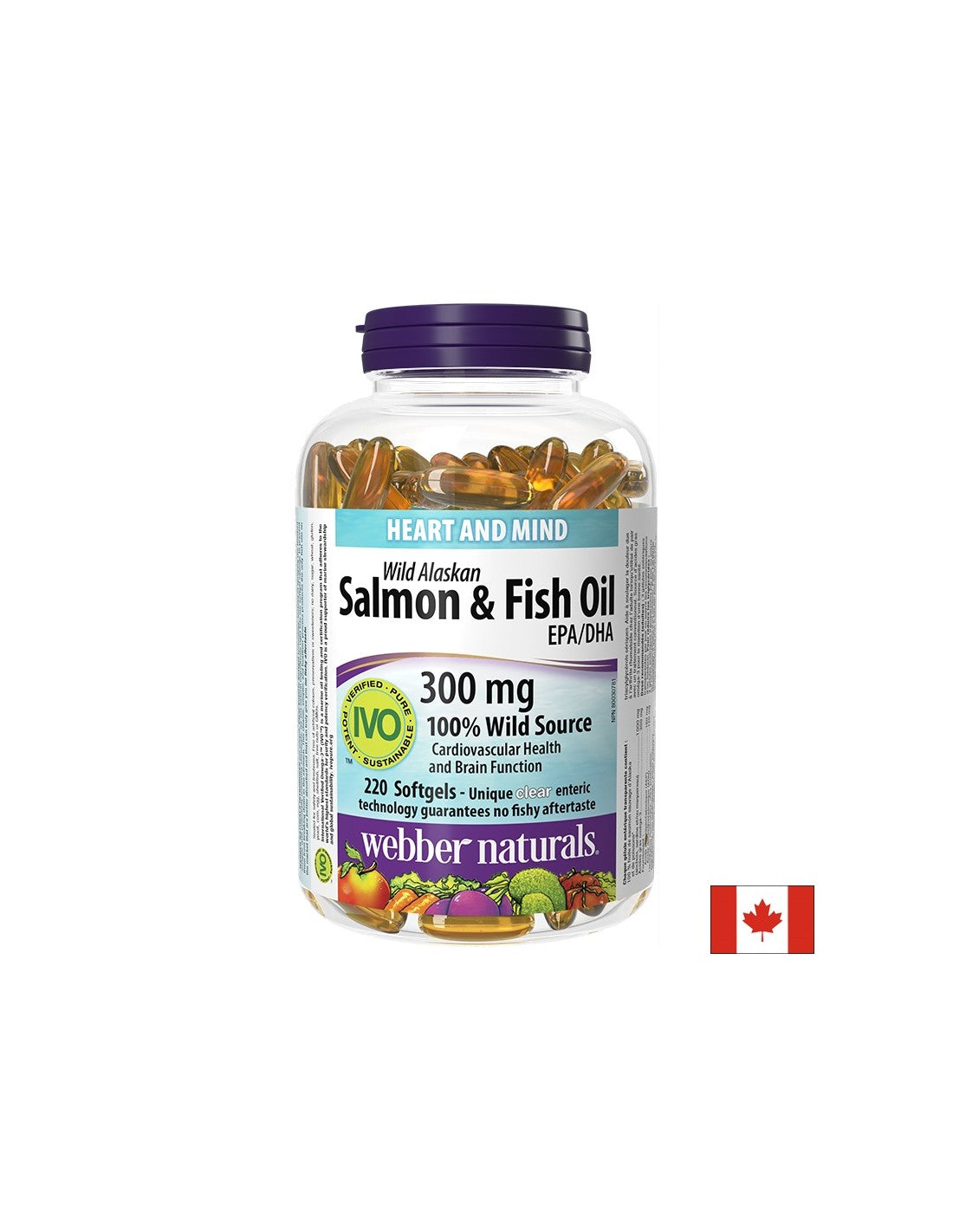 Heart & Brain Function - Wild Alaskan Salmon (Oil) (1000mg)+ Fish Oil (300mg), 220 Softgels