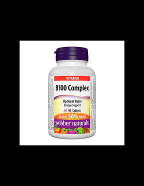 Cardiovascular health, energy, brain activity - Vitamin B100 Complex, 90 tablets - Nutra Best Europe