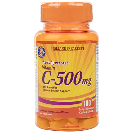 Vitamin C 500 mg / Timed Release with Rose Hips & Bioflavonoids - 100 каплети - Feel You