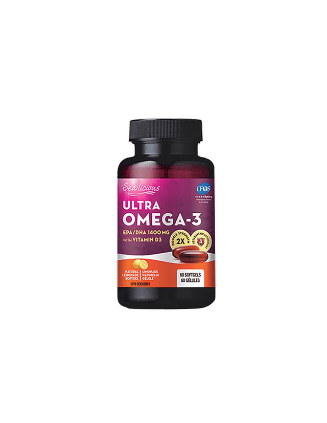 Sea-Licious® Ultra Omega-3 with Vitamin D3 - Омега-3 + витамин D3, 60 софтгел капсули Natural Factors - Feel You