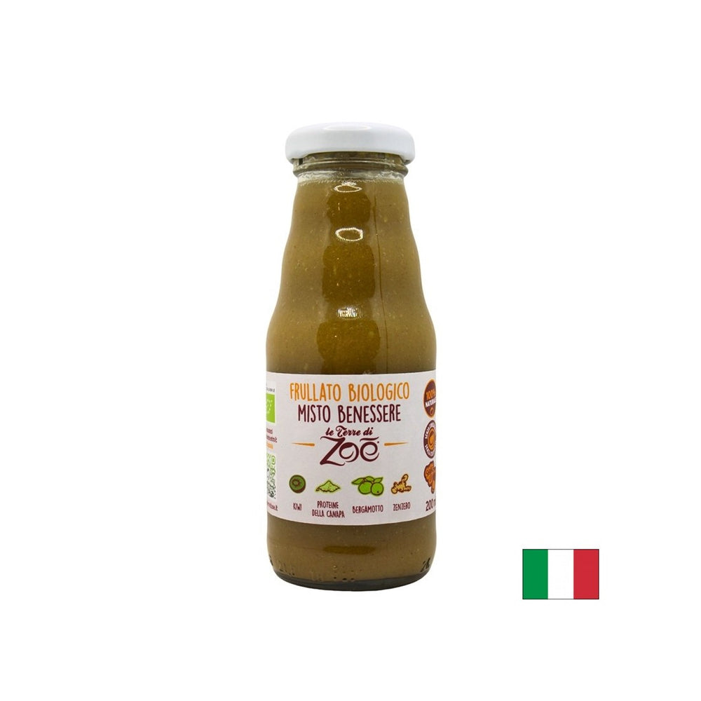 Kiwi organico, bergamotto, frullato di canapa e zenzero, 200 ml