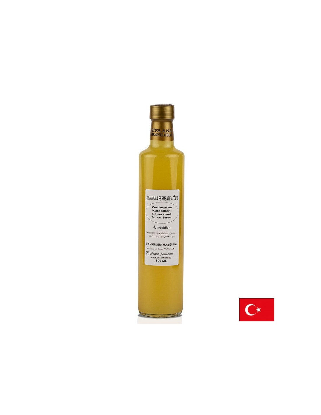 Succo di sauerkraut probiotico con curcuma e pepe nero, 500 ml