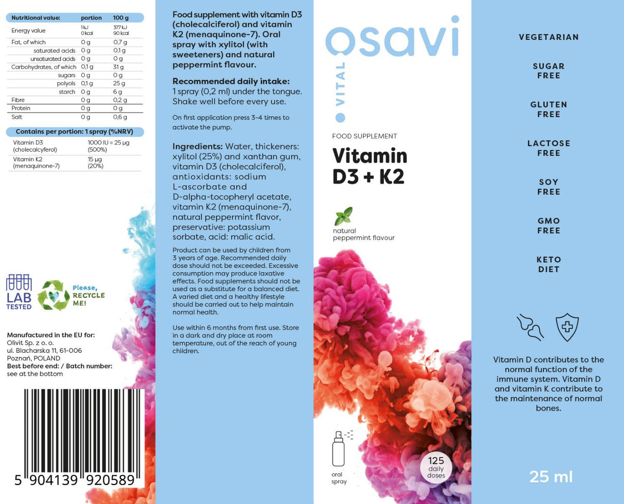 D3 -vitamiin + K2 | Suukaudne pihusti - 25 ml