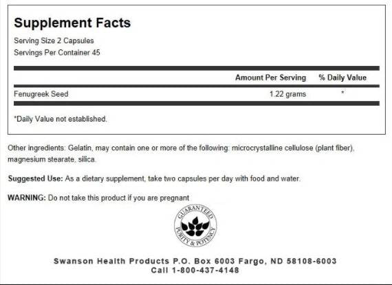 Fenugreek Somen 610 mg - 90 Kapselen