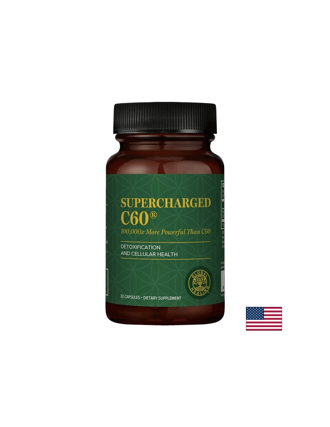 Supercharged C60® - Μικροενεργοποιημένο ενεργό άνθρακα, 30 κάψουλες παγκόσμια επούλωση