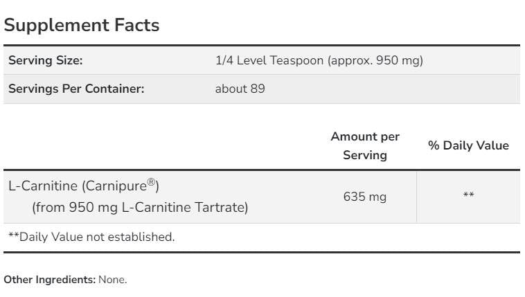 L-karnitino milteliai | Kaip „Carnipure“ - 85 gramai