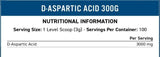 D -Acido aspartico in polvere 3000 mg - 300 grammi