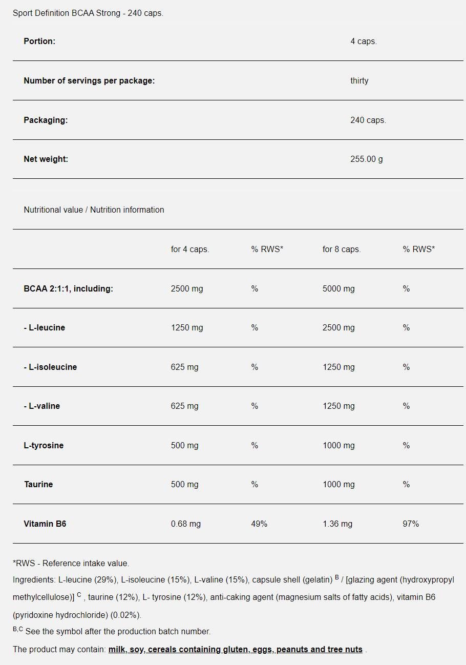 BCAA Strong - 240 capsules