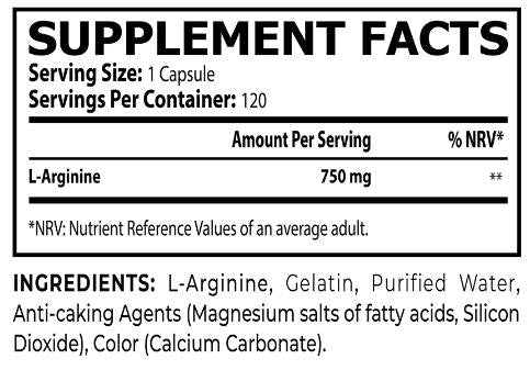 L -ARGININE 750 mg - 120 capsules