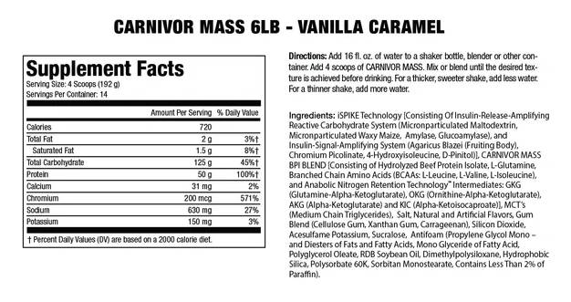 Carnivor Mass / Beef Gainer - 2724 grams