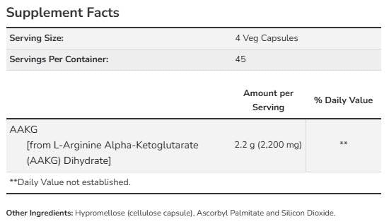 AAKG 2200 550 mg - 180 capsules