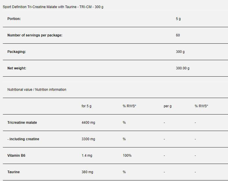 Tri-Cm Tri -Creatine Malate - 300 grams