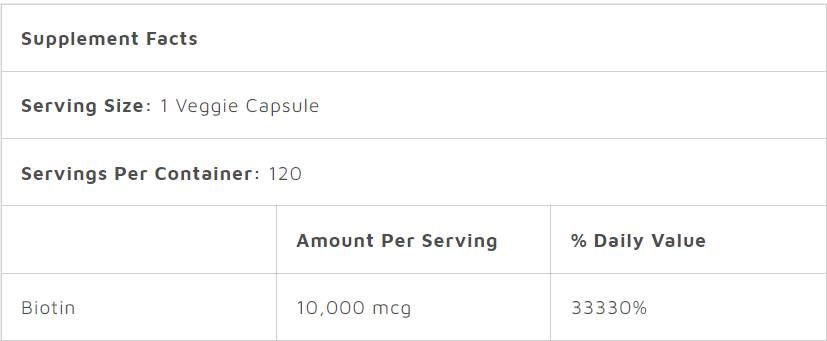 „Biotin 10000 MCG“ - 120 kapsulės