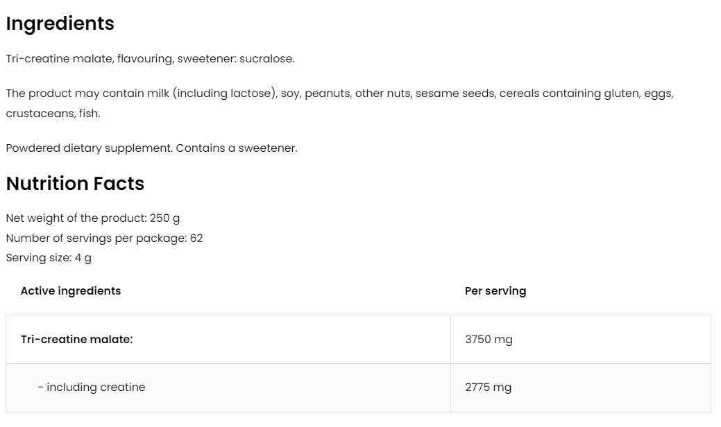 Tri Creatine Malate Powder - 500 gramas