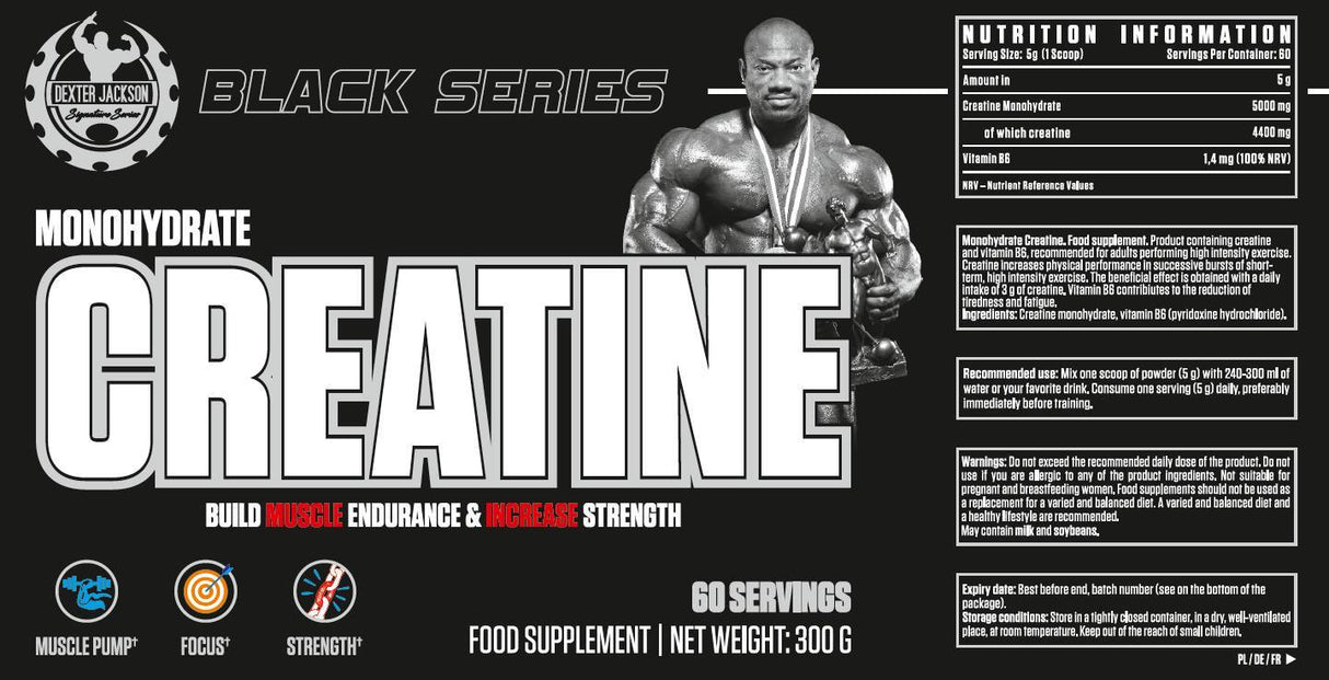 Black Serie | Creatine monomydrater mat Vitamin B6 - 300 Gramm