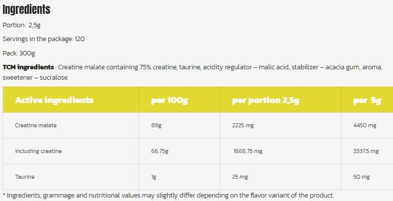 Proszek tcm | Tri Creatine Malate - 300 gramów