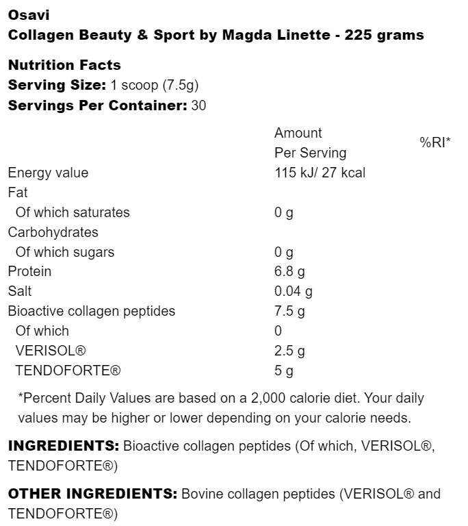 Beleza e esporte de colágeno por Magda Linette - 225 gramas