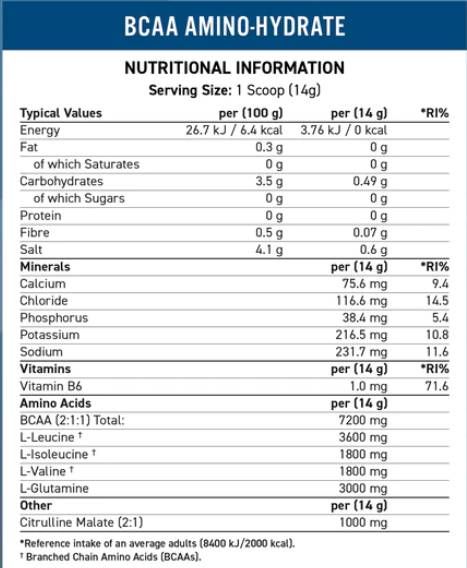 BCAA amino-hidrato | Próxima generación - 1400 gramos