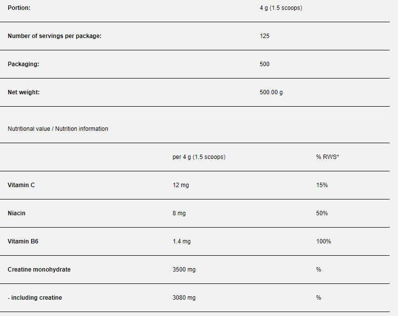 De Mono | Creatine monydrat Pudder - 500 Gramm