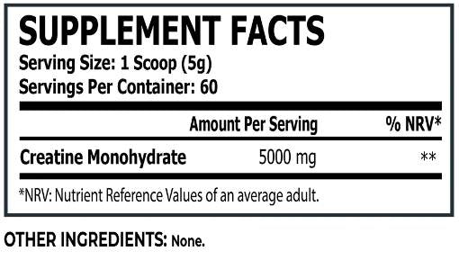 Kreatino monohidratas 5000 mg - 300 gramų