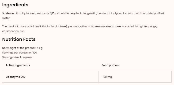 COQ10 / Ubichinon 100 mg - 30 geeli kapslit