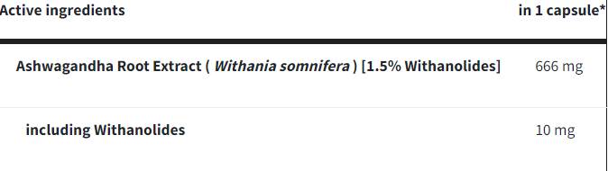 Ashwagandha 666 mg | cu 1,5% withanolides - 60 capsule