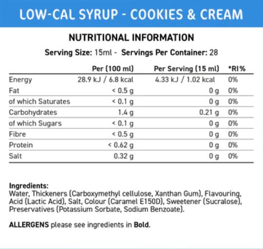 Fit Cuisine Low-Cal sirup | Cookies & Cream - 425 ml