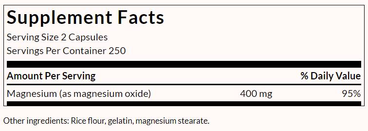 Magnesium Oxide - 500 capsules