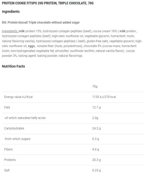 Weicher Proteinkeks | Mit 8G -Kollagen und kein Zucker zu Zucker - 10 x 70 Gramm