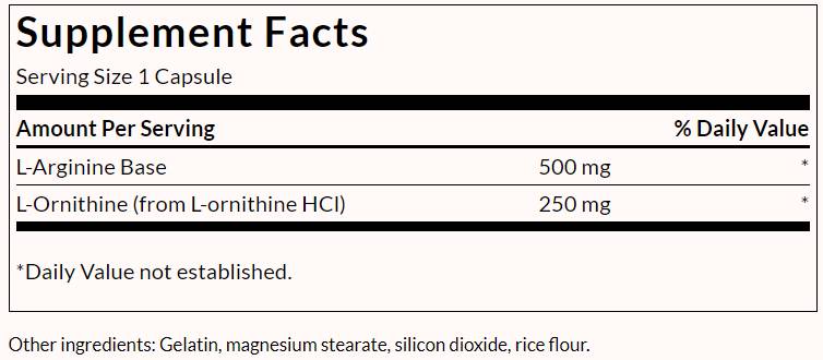 L-Arginina si L-Ornitina - 100 capsule