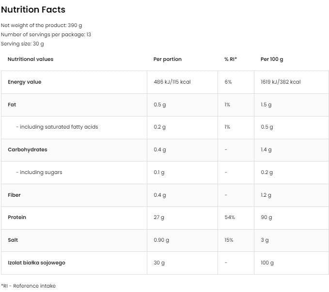 Soy Protein Isolate / Vege - 390 grams