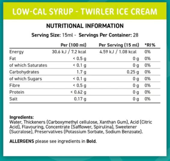 Fit Cuisine Low-Cal Syrup | Twirler Ice Cream - 425 мл - Feel You