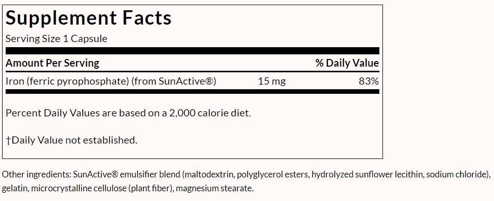 Sunactive Iron 15 mg - 90 capsules