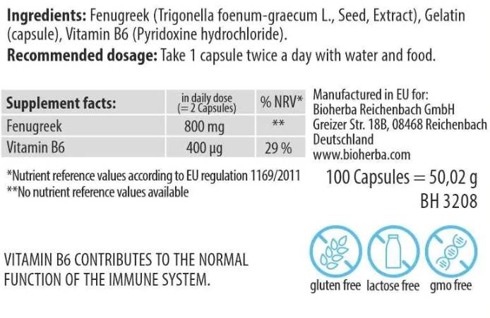 „Fenugreek“ sėkla 400 mg - 100 kapsulių