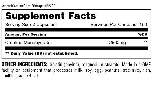 Gyvūnų kreatino mikronizuotos kapsulės - 300 kapsulės