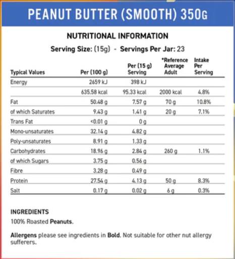 Fit Cuisine 100% Peanut Butter - Smooth - 350 грама