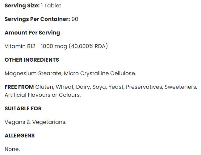 B12 -vitamiin 1000 mcg - 90 tabletti