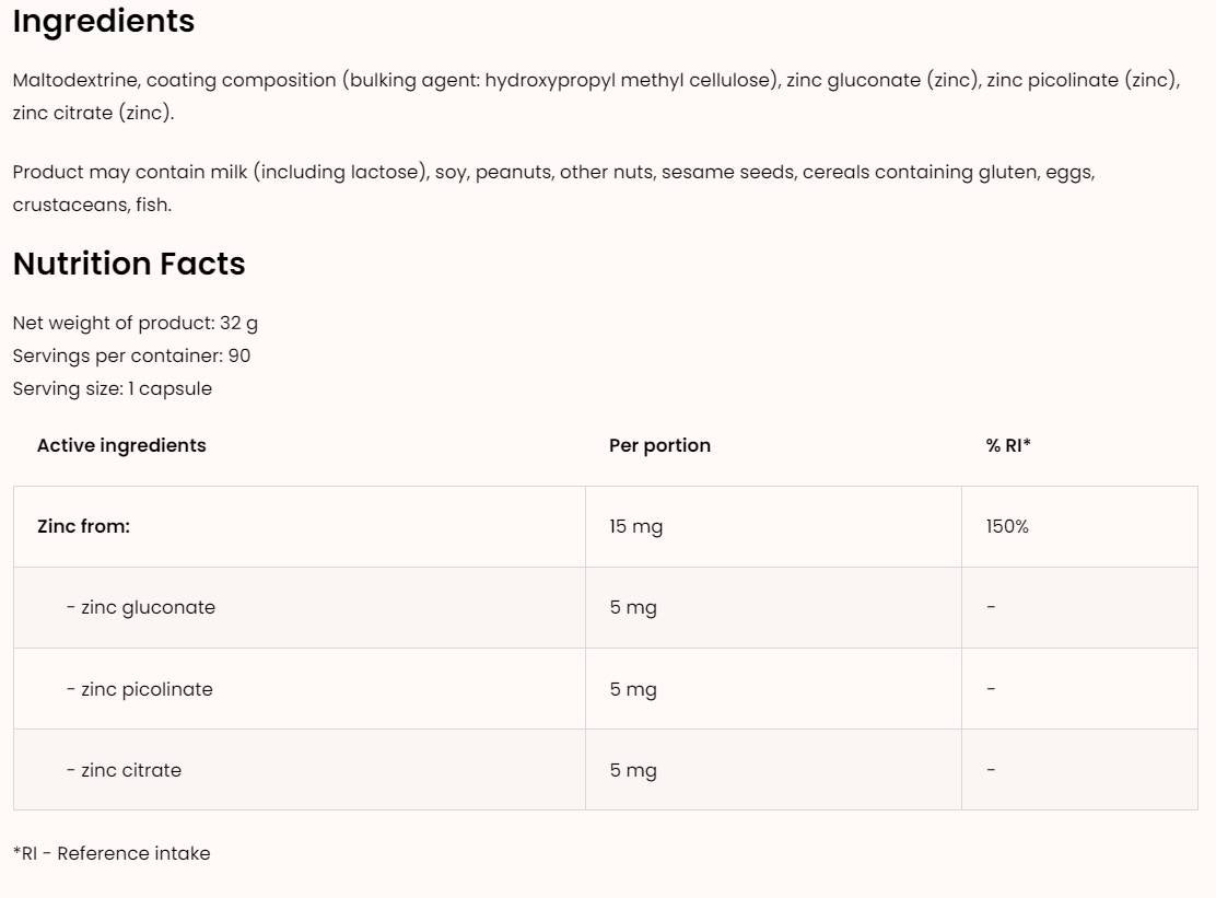 Triple Zinc / Gluconate + Picolinate + Citrate 90 capsules