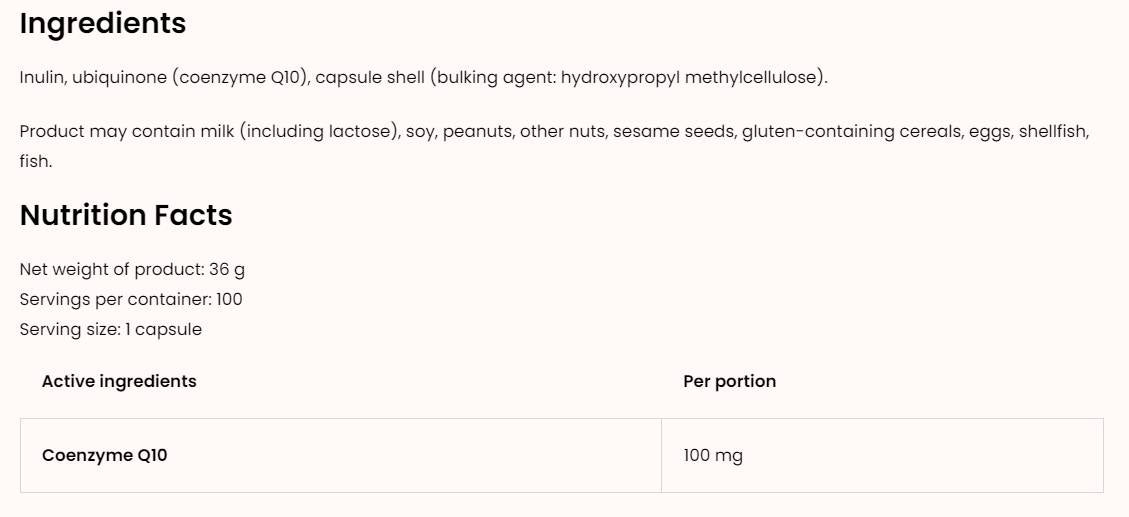 Coq10 / Ubichinon 100 mg 100 cápsulas