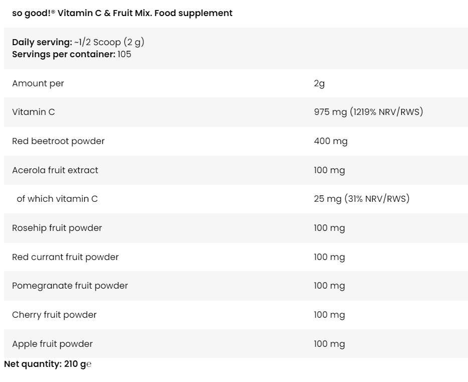 Vitamino C & vaisių mišinys | Taip gerai! Serija - 210 gramų