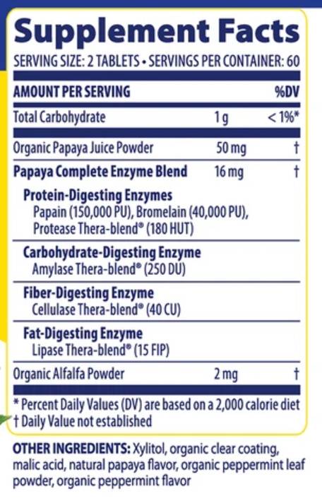 Πλήρης Papaya - 120 δισκία