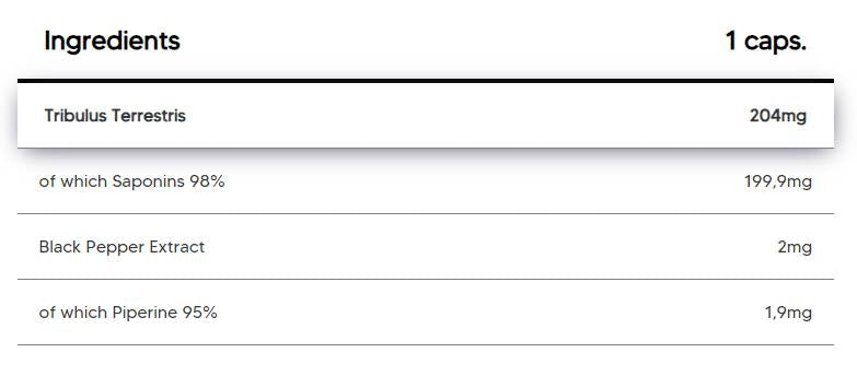 Tribulus Terrestris 204 mg | Su 98% saponinų - 120 kapsulių