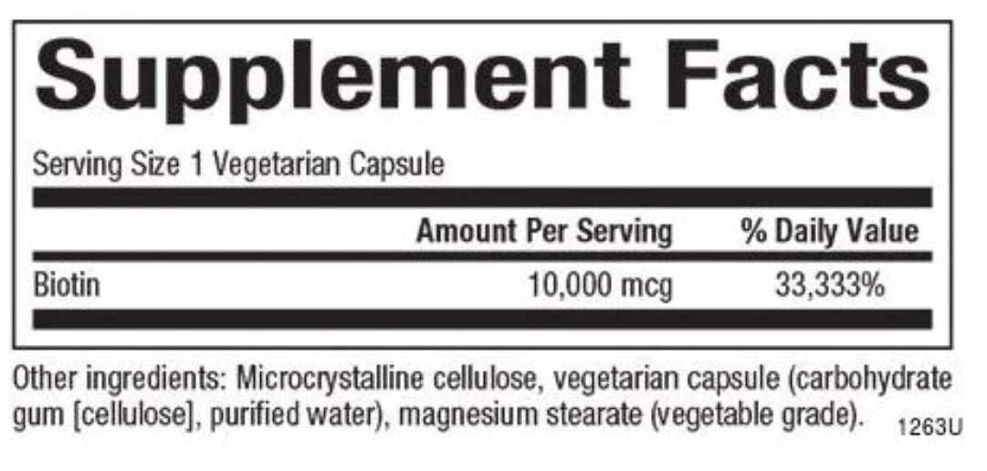 BIOTIN 10000 MCG - 60 capsules